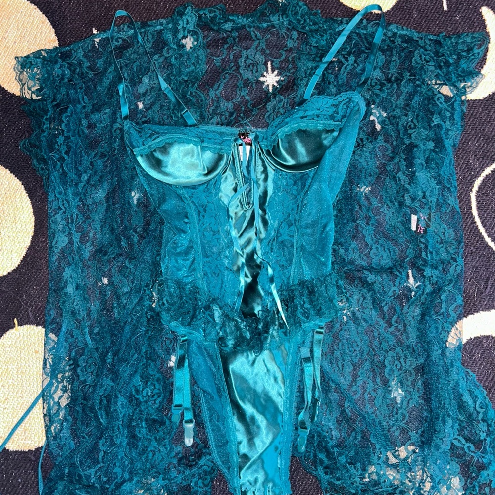 Frederick's of Hollywood Teal Lace Chemise